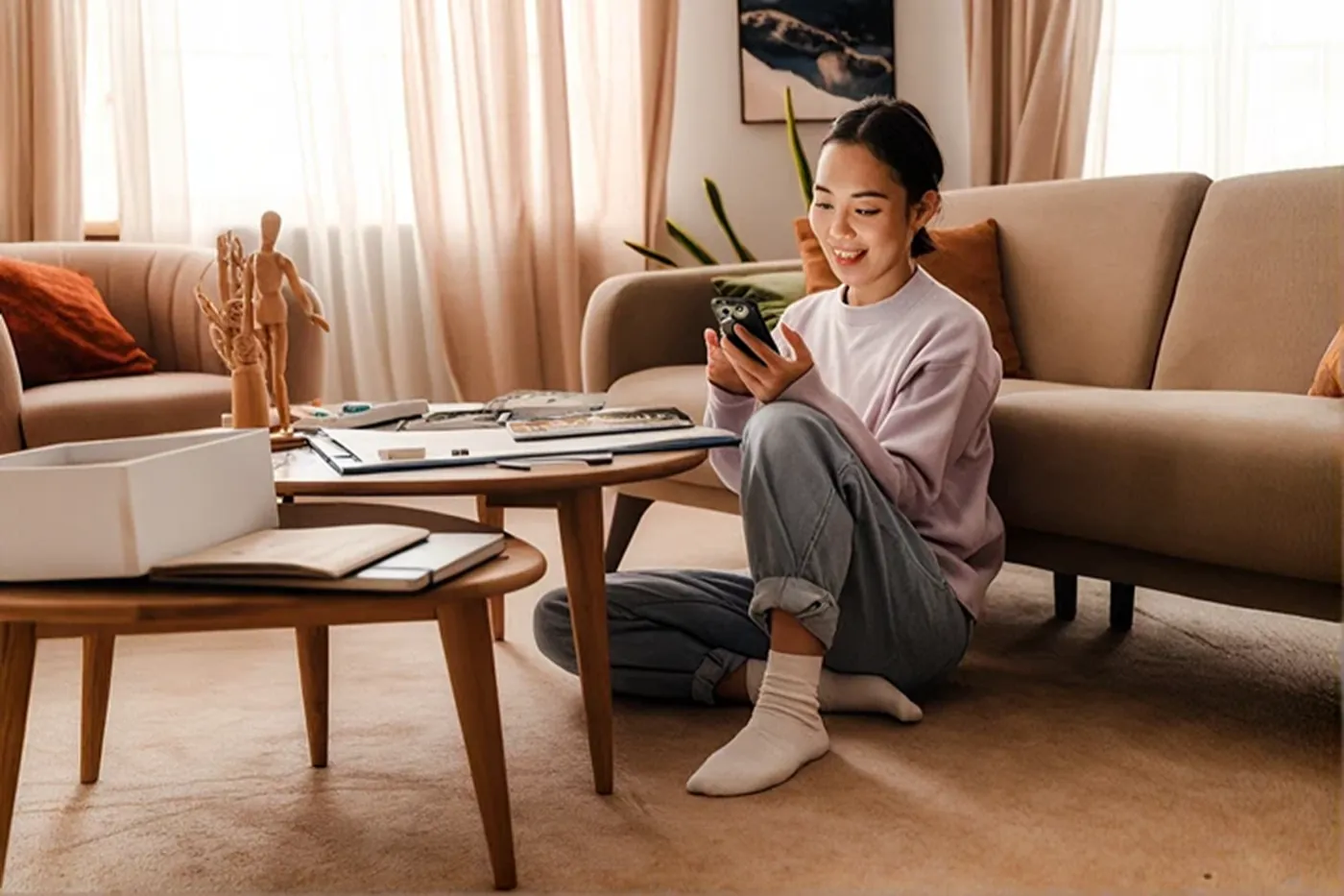 A patient opening the welcome message from her clinic