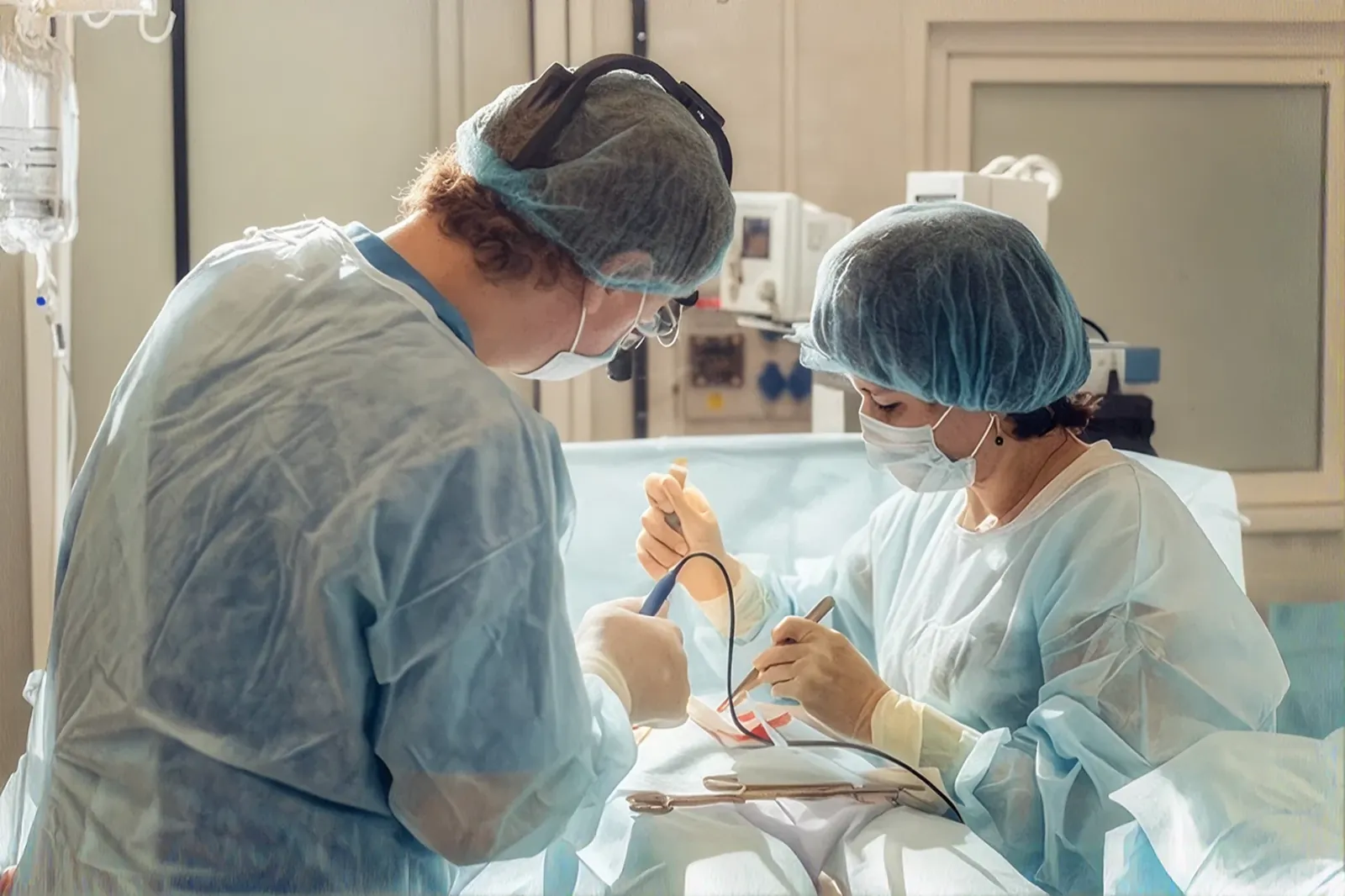 Oral and maxillofacial surgical team in theatre